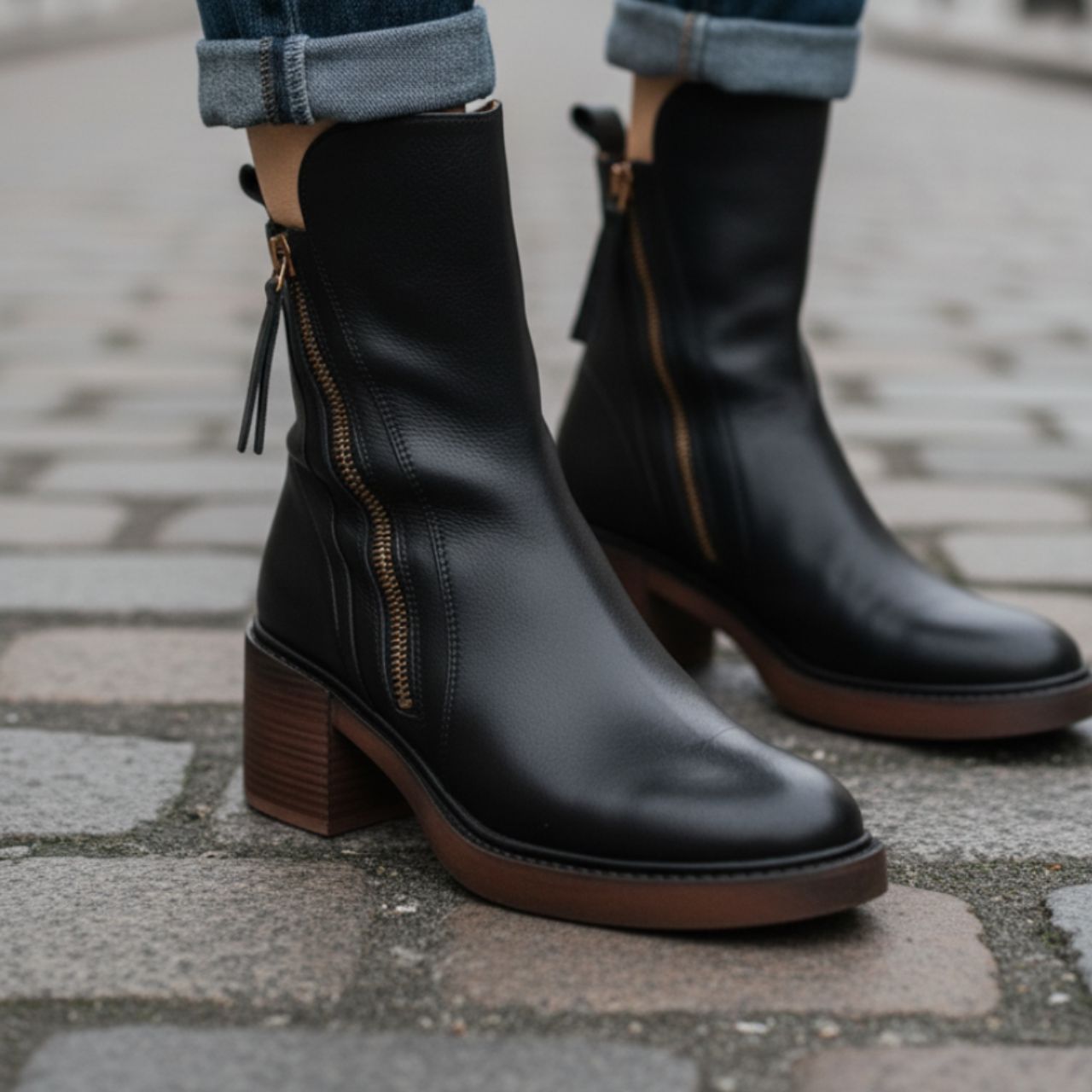 Camille™ | Bottine en Cuir à Talon Confort