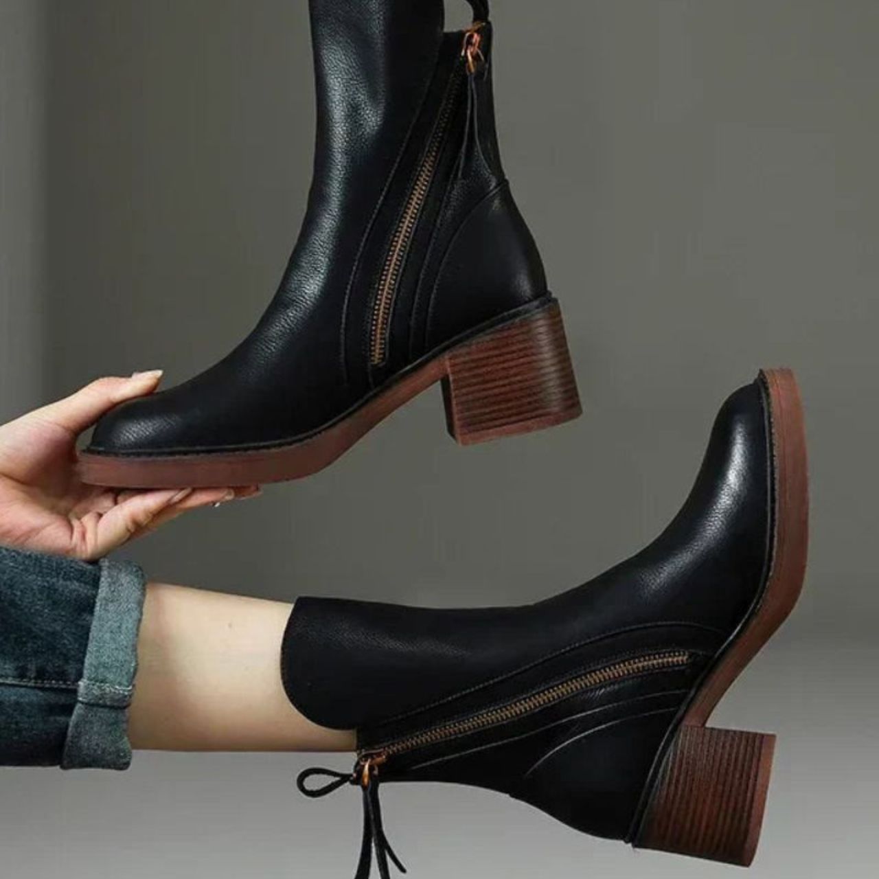 Camille™ | Bottine en Cuir à Talon Confort