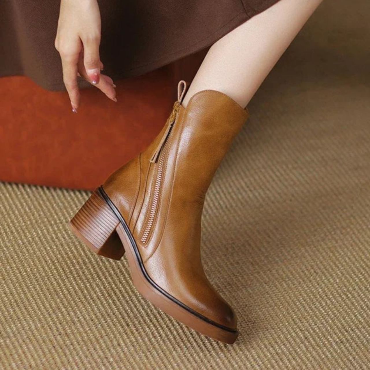 Camille™ | Bottine en Cuir à Talon Confort