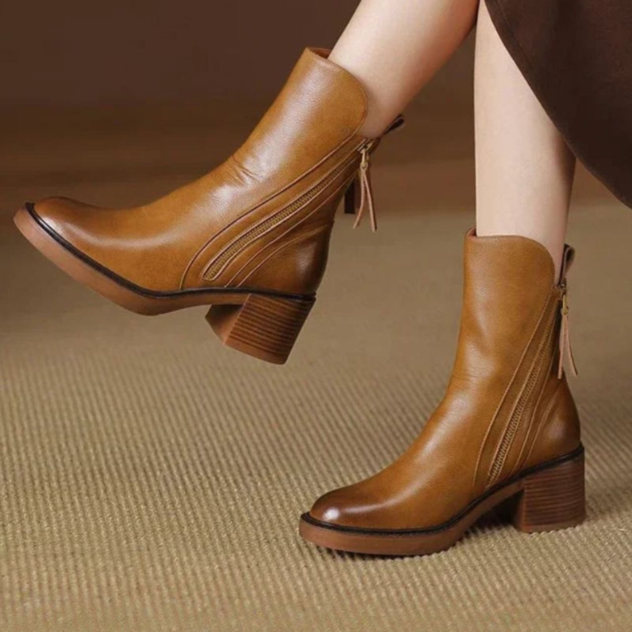 Camille™ | Bottine en Cuir à Talon Confort